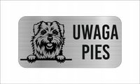 GRAWER Tabliczka nierdzewna laminat 20x10 cm UWAGA PIES Border terrier