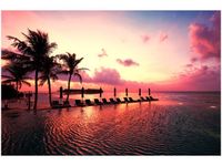 120CM 80CM OBRAZ ŚCIENNY ZACHÓD SŁOŃCA RÓŻU PLAŻY MALEDIWACH