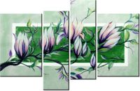 130CM 85 OBRAZ 4 ELEM SŁODYCZ MAGNOLII ZIELENI ŚCIENNY