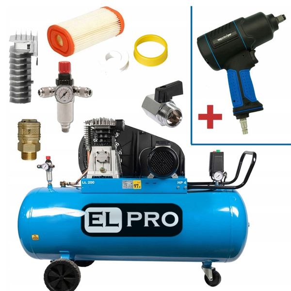 KOMPRESOR OLEJOWY SPRĘŻARKA ELPRO 200L + KLUCZ zdjęcie 1