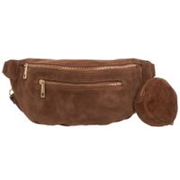 VERA PELLE nerka zamszowa saszetka biodrówka z portfelikiem V716 brązowa