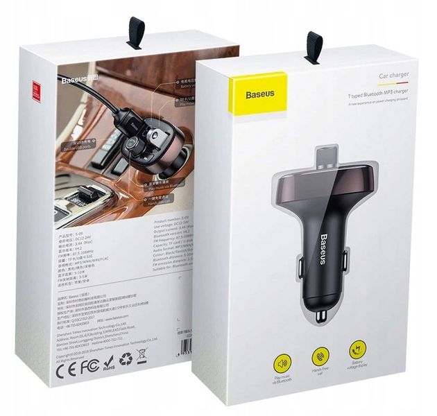 BASEUS TRANSMITER FM BLUETOOTH ŁADOWARKA SAMOCHODOWA MP3 2x USB SD/ TF 3.4A zdjęcie 11