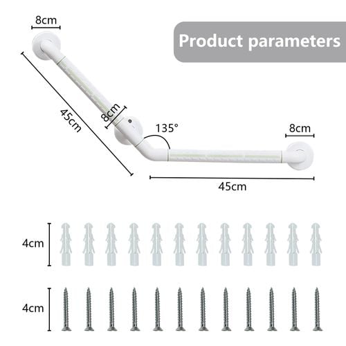 Uchwyt Łazienkowy do Wanny Świecący Antypoślizgowy Biały Stal ABS 30 cm na Arena.pl