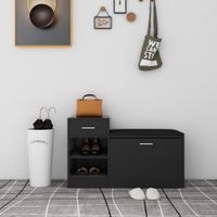 Ławka z miejscem na buty, wysoki połysk, czarna, 94,5x31x57 cm