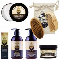 Zestaw Kosmetyków do Pielęgnacji Brody z Kartaczem i Nożyczkami + ETUI