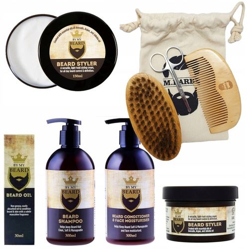 Zestaw Kosmetyków do Pielęgnacji Brody z Kartaczem i Nożyczkami + ETUI na Arena.pl