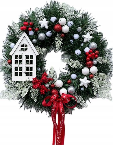 WIANEK ŚWIĄTECZNY BOŻE NARODZENIE WIENIEC NA DRZWI STROIK CHOINKI DOMEK na Arena.pl