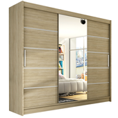 Szafa przesuwna Aston VI z lustrem 250cm - pojemna garderoba - SONOMA