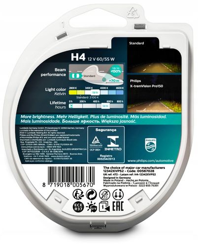 Żarówki H4 Philips X-Treme Vision Pro150 + 150 % na Arena.pl