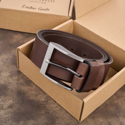 pasek męski skórzany premium z klasyczną klamrą elegancki brązowy 110 cm na Arena.pl