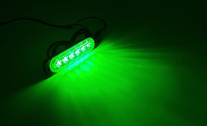 Lampa obrysowa strobo 6 LED 12V-24V, zielona zdjęcie 6