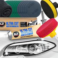 K2 ZESTAW DO POLEROWANIA REFLEKTORÓW PASTA ULTRA CUT GĄBKA KRĄŻKI ŚCIERNE