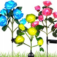 3x SZTUCZNA RÓŻA LAMPA SOLARNA RÓŻE OGRODOWE DEKORACJA OGRÓD LED 3 KOLORY