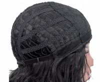 PERUKA DAMSKA WŁOSY DŁUGIE CZARNE FALE SZTUCZNE SYNTETYCZNE 65 CM Z GRZYWKĄ