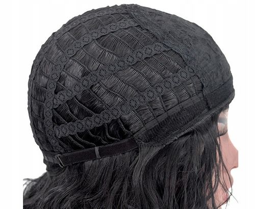 PERUKA DAMSKA WŁOSY DŁUGIE CZARNE FALE SZTUCZNE SYNTETYCZNE 65 CM Z GRZYWKĄ na Arena.pl