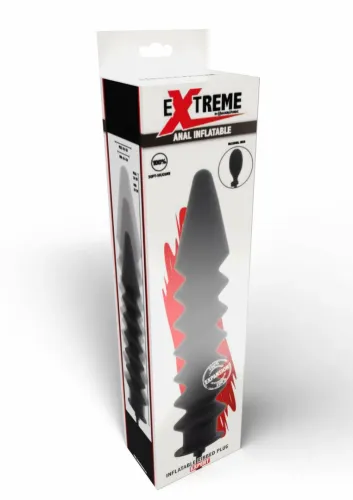 extreme inflatable ribbed plug expert silikonowy, pompowany, czarny na Arena.pl
