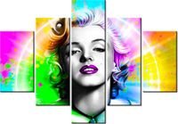 70 100CM OBRAZ 5 ELEM TĘCZOWA MARYLIN MONROE DRUK PŁÓTNO
