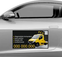 Magnes na samochód reklama magnetyczna 60x30 cm AUTO POMOC LAWETA