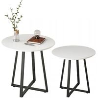 STOLIK KAWOWY OKRĄGŁY INDUSTRIALNY ŁAWA SALONU LOFT BIAŁY NOWOCZESNY 80 CM