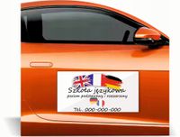 Magnes na samochódauto reklama magnetyczna 60x30 cm szkoła językowa