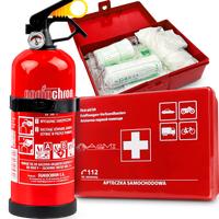 GAŚNICA SAMOCHODOWA 1KG Z MANOMETREM SAMOCHODOWA APTECZKA PIERWSZEJ POMOCY