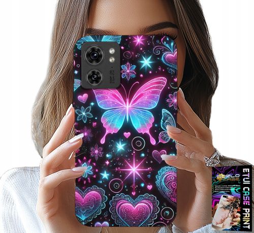 ETUI DO MOTOROLA EDGE 40 - KOLOROWY MOTYLEK SERCE MODNE WZORY CASE na Arena.pl
