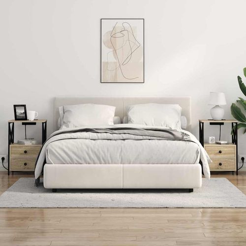 Nocna szafka z stacją ładującą z szufladą dąb sonoma na Arena.pl