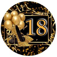 Opłatek na tort Urodziny 18 30 40 50 60 Balony Szampan Buty Szpilki