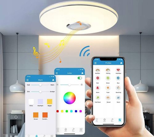 Lampa plafon LED RGBW GŁOŚNIK Bluetooth PILOT 33cm na Arena.pl