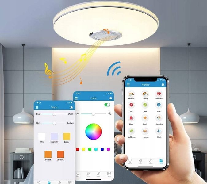 Lampa plafon LED RGBW GŁOŚNIK Bluetooth PILOT 33cm zdjęcie 9
