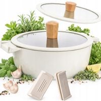 Garnek marmurkowy z pokrywką DUŻY BIAŁY BEŻ 24CM GAZ INDUKCJA GARNKI 5,2L