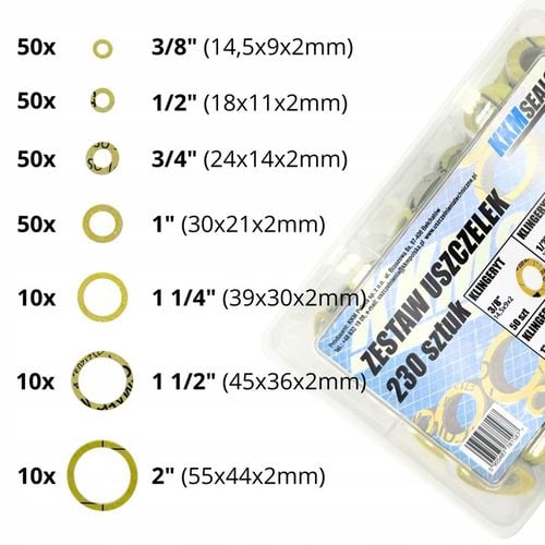 Zestaw uszczelek hydraulicznych płaskich z klingerytu, 230 szt, 7 na Arena.pl