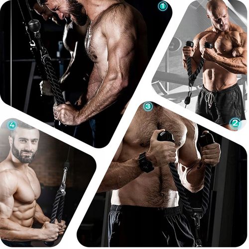 SZNUR UCHWYT DO WYCIĄGU LINA NA TRICEPS MASYWNA I SOLIDNA Z KARABIŃCZYKIEM na Arena.pl