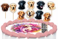 TOPPERY NA TORT OZDOBNE DEKORACJA ZESTAW - PIES Labrador Retriever 10szt.