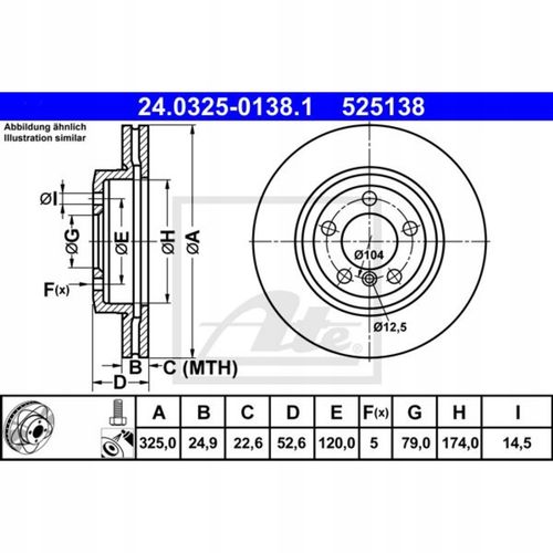 TARCZA HAM PRZOD 325X25 V POWER DISC ATE na Arena.pl