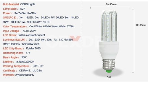 Żarówka diodowa E27 CORN LED 24W CIEPŁA/ZIMNA na Arena.pl