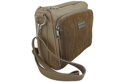 Codzienna torebka ze skóry naturalnej z zamszem - Beżowa na Arena.pl