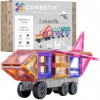 KREATYWNE KLOCKI MAGNETYCZNE POCIĄG 50 EL PASTEL TRANSPORT PACK CONNETIX