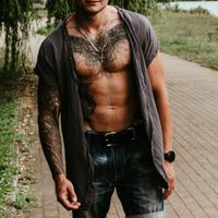 Męski kardigan Boho, kolor szary, okrycie Kimono WIZARD Bali