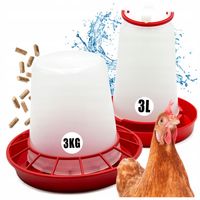 KARMNIK + POIDŁO NA PASZA KARMA DLA KUR KACZEK GĘSI DROBIU 3KG + 3L