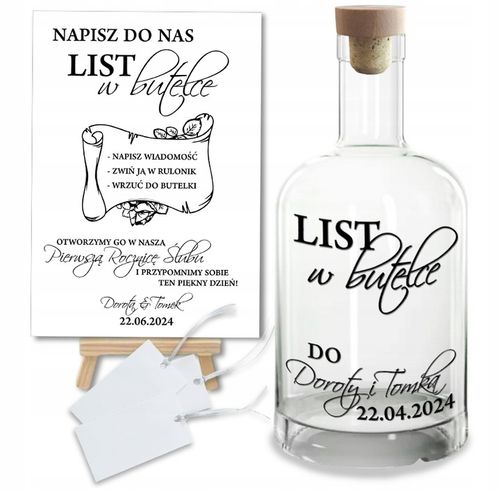 Księga Gości Butelka LIST W BUTELCE Wesele Ślub Chrzest Komunia z GRAWEREM na Arena.pl
