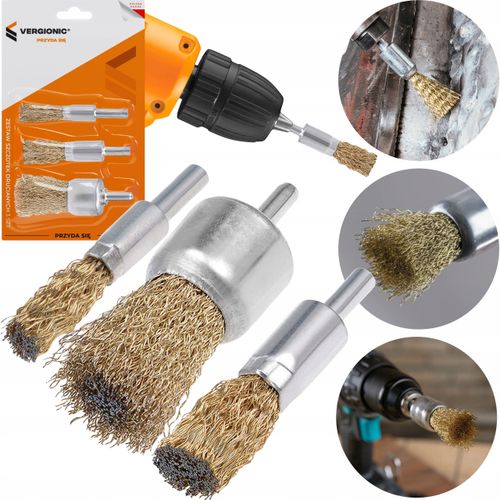 Zestaw szczotek drucianych do wiertarki, druciane 3 szt. VERGIONIC na Arena.pl
