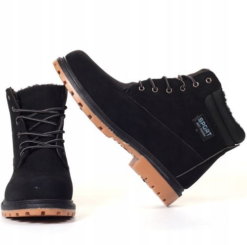 BUTY MĘSKIE ZIMOWE TRAPERY WODOODPORNE CZARNE na Arena.pl