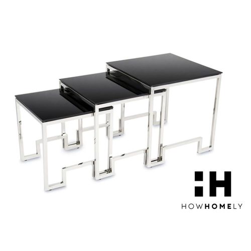 KOMPLET 3 STOLIKÓW SAMMEN SILVER BLACK na Arena.pl