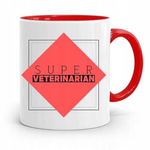 Kubek Czerwony Weterynarza Super Veterinarian Z Nadrukiem Ze Zdjęciem na Arena.pl