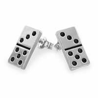 SREBRNE KOLCZYKI DOMINO NA SZTYFT OKSYDOWANE SREBRO PRÓBY 925