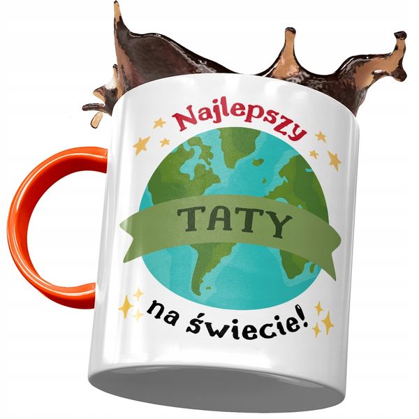 Kubek Pomarańczowy Dla Taty Ojca Na Dzień Taty Z Nadrukiem Ze Zdjęciem zdjęcie 1