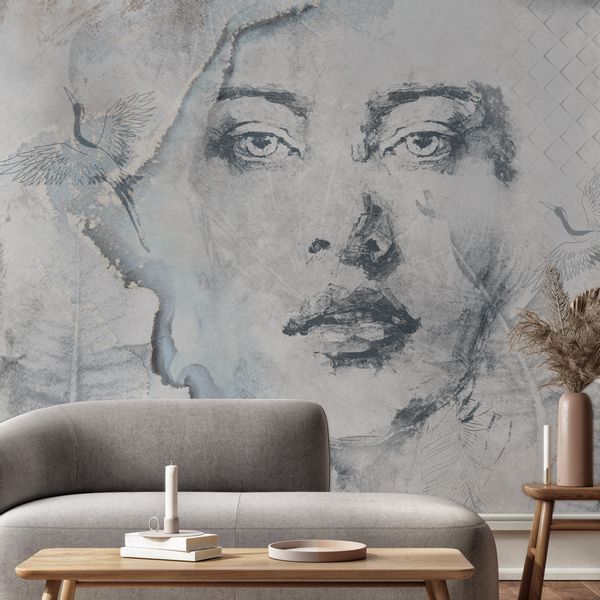 Fototapeta Do Salonu Twarz KOBIETA Beton Abstrakcja Mur 300cm x 210cm zdjęcie 8