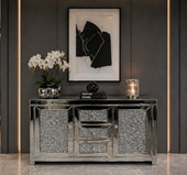 Komoda lustrzana glamour XL z kryształkami Million Diamonds 130x35x80