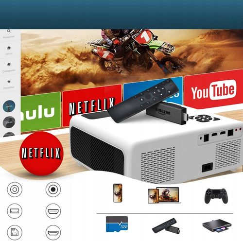 Projektor Rzutnik LED WiFi Android TV FULL HD 4K 24000lm 800 ansi Autofocus na Arena.pl
